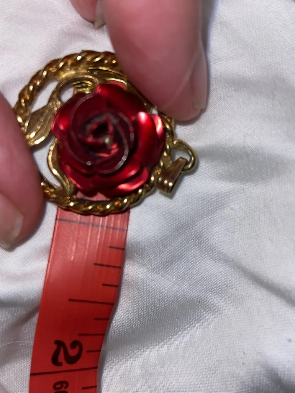Gold-Tone Red Rose Pendant Necklace - Women Jewelry